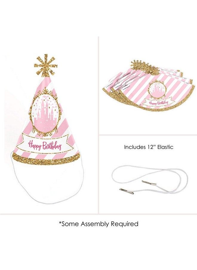 Big Dot of Happiness Little Princess Crown Cone Pink And Gold Princess Happy Birthday Party Hats For Kids And Adults Set Of 8 (Standard Size)  - Image 5