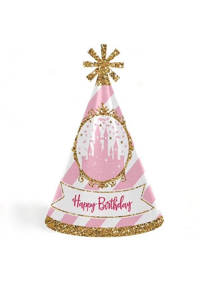 Big Dot of Happiness Little Princess Crown Cone Pink And Gold Princess Happy Birthday Party Hats For Kids And Adults Set Of 8 (Standard Size)  - Image 2
