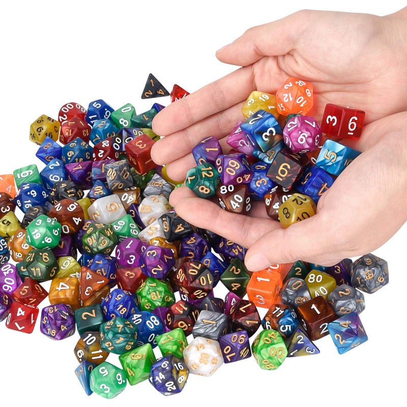 Awpeye DND Double-Colors Polyhedron Dice Set for Dungeons and Dragons D&D RPG MTG Table Games D4 D6 D8 D10 D% D12 D20 25 Colors Dice with 1 Large Flannel Bag, 25 x 7 (175 Pieces) - Image 4
