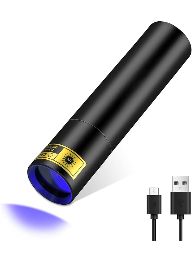 X spring UV Flashlight Portable Mini Blacklight with 365nm Ultraviolet LED Rechargeable USB Flashlight for Detecting Pet Urine Stains Fluorescent Materials Amber and Currency Ideal for Home - Image 1