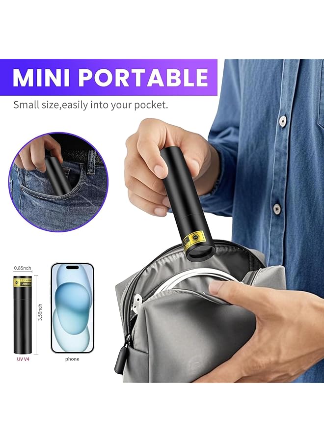 X spring UV Flashlight Portable Mini Blacklight with 365nm Ultraviolet LED Rechargeable USB Flashlight for Detecting Pet Urine Stains Fluorescent Materials Amber and Currency Ideal for Home - Image 5