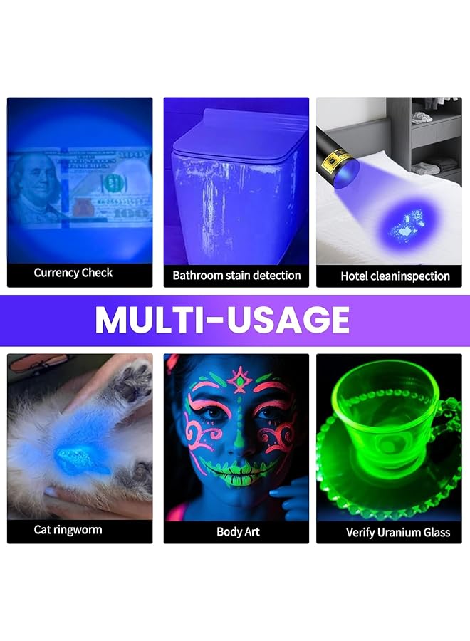 X spring UV Flashlight Portable Mini Blacklight with 365nm Ultraviolet LED Rechargeable USB Flashlight for Detecting Pet Urine Stains Fluorescent Materials Amber and Currency Ideal for Home - Image 2