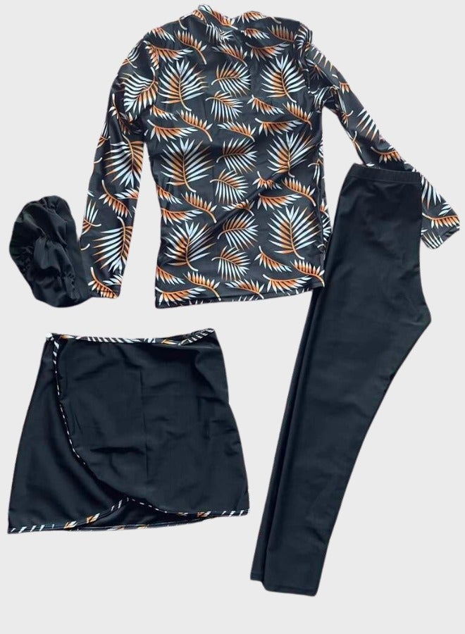 Fianser Burkini Swimsuits Set 4-Piece Swimwear Full Cover Swimming Cap Muslim Long Sleeve Conservative Modest  Fashion Classic Islamic Sun Protection Diving Surfing Suit - Image 3