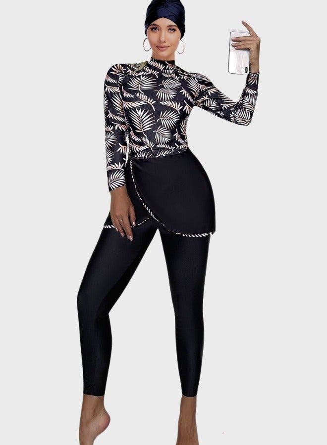 Fianser Burkini Swimsuits Set 4-Piece Swimwear Full Cover Swimming Cap Muslim Long Sleeve Conservative Modest  Fashion Classic Islamic Sun Protection Diving Surfing Suit - Image 2