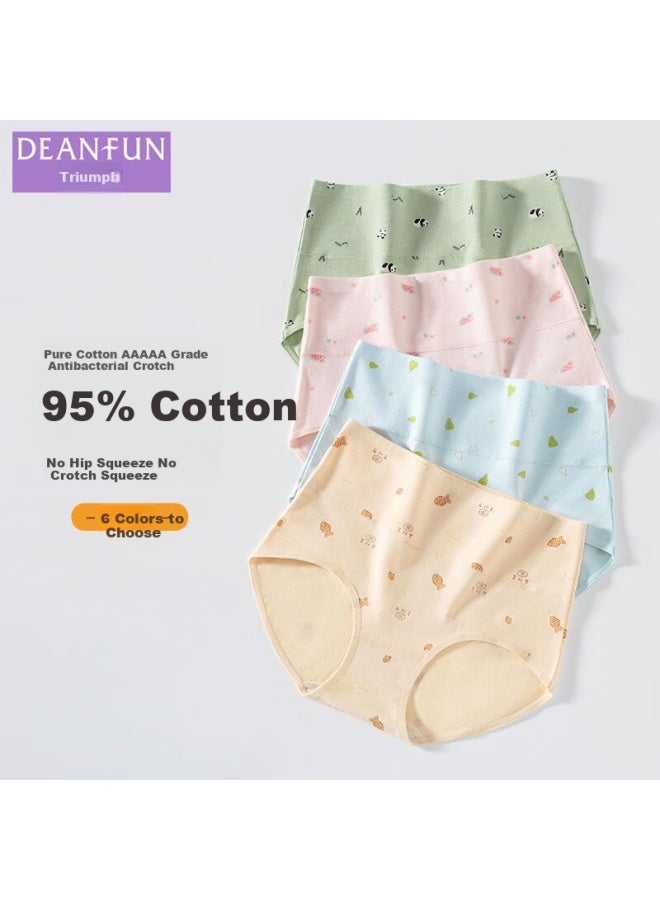 Deanfun Women's High Waist Tummy Control Cotton Panties With Lifting Cartoon Print Ladies' Triangle Shorts 4-pack Gift Box Xxl - Image 2