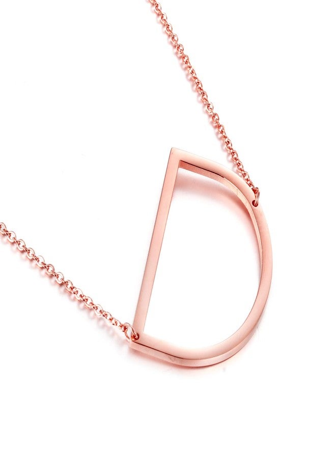 MEMGIFT Big Letter Necklace Stainless Steel Initial Pendant Best Friends Jewelry for Girls Women Her Birthday Christmas (Rose Gold D) - Image 1