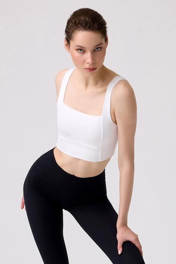 COTTONHILL Cream Square Neck Crop Top Bustier  - Image 2