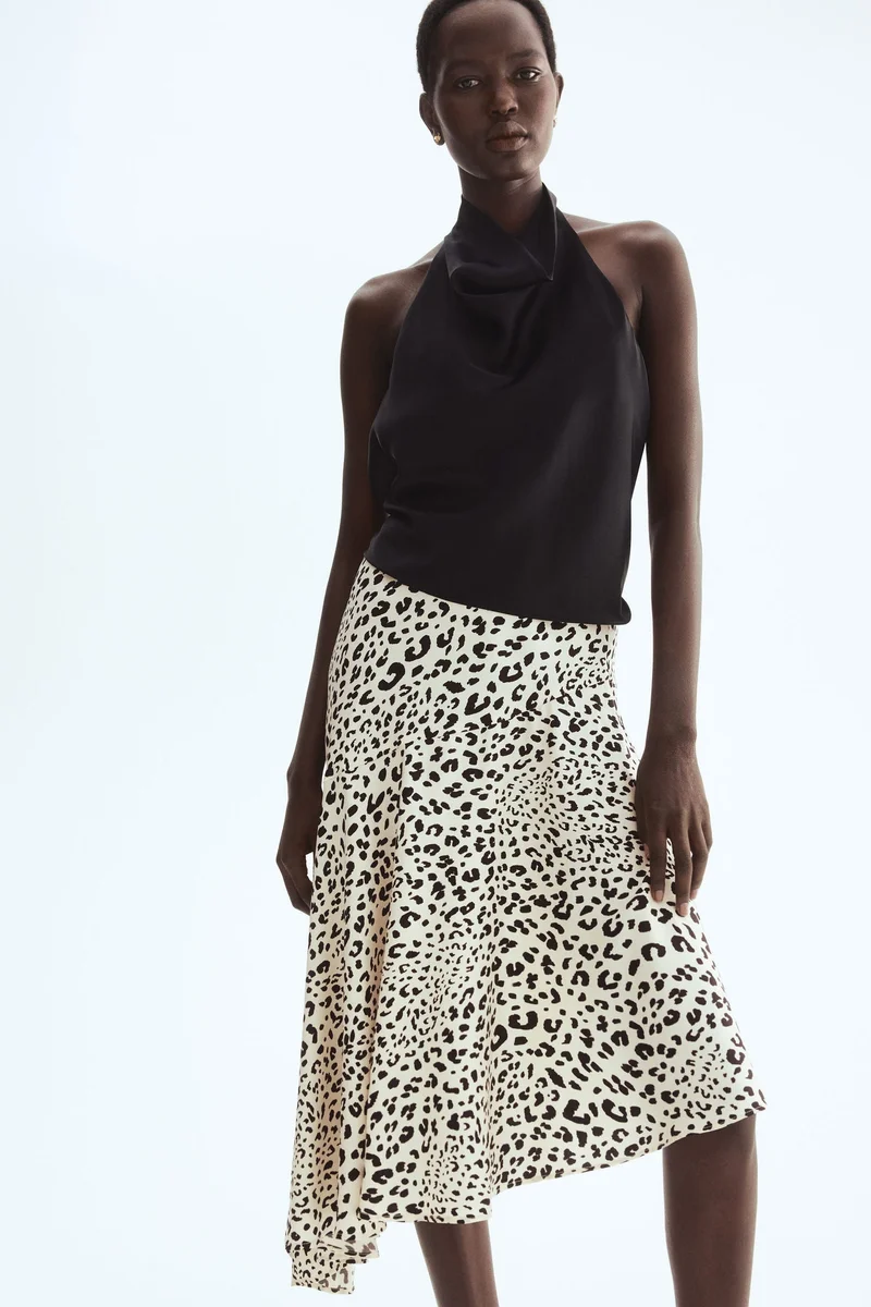 اتش اند ام تنورة من الفيسكوز بقصّة غير متماثلة