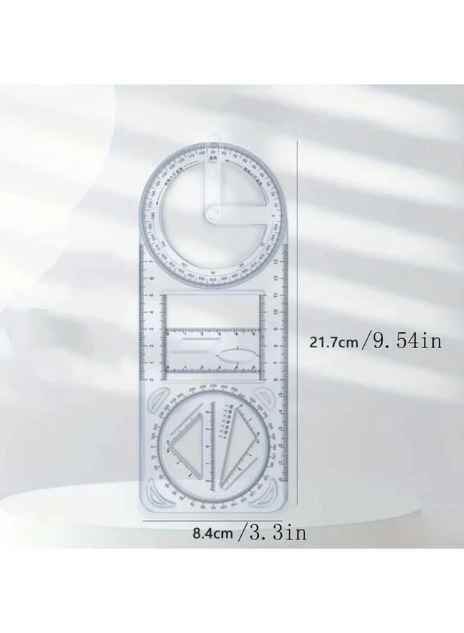 Transparent Multi Function Geometric Ruler Protractor Angle Measurement Tool CM Inch - Image 4