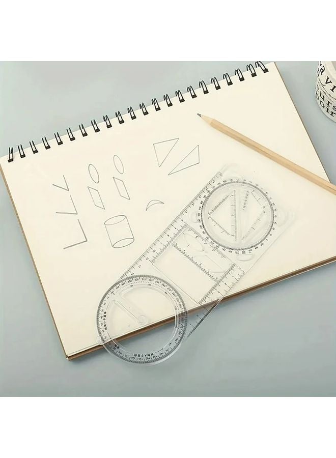 Transparent Multi Function Geometric Ruler Protractor Angle Measurement Tool CM Inch - Image 1