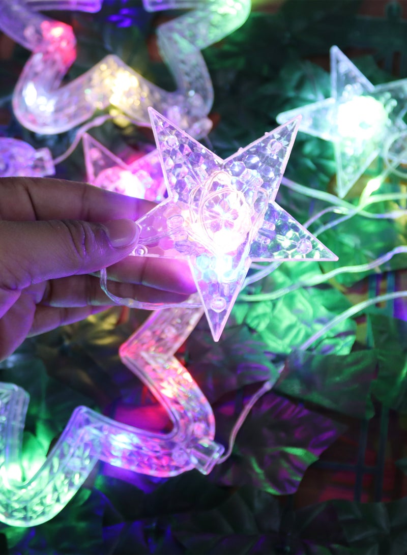 توشيونيكس سلسلة أضواء عيد الميلاد LED على شكل نجمة بطول 4 أمتار مع زينة معلقة مزخرفة - أضواء خرافية احتفالية RGB مع 8 أوضاع، تعمل بالقابس للتعليق على الحائط لتزيين عيد الميلاد الداخلي - Image 4