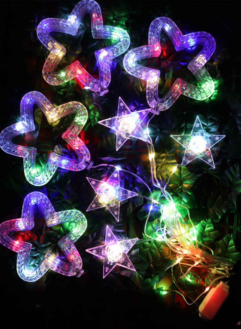 توشيونيكس سلسلة أضواء عيد الميلاد LED على شكل نجمة بطول 4 أمتار مع زينة معلقة مزخرفة - أضواء خرافية احتفالية RGB مع 8 أوضاع، تعمل بالقابس للتعليق على الحائط لتزيين عيد الميلاد الداخلي - Image 2