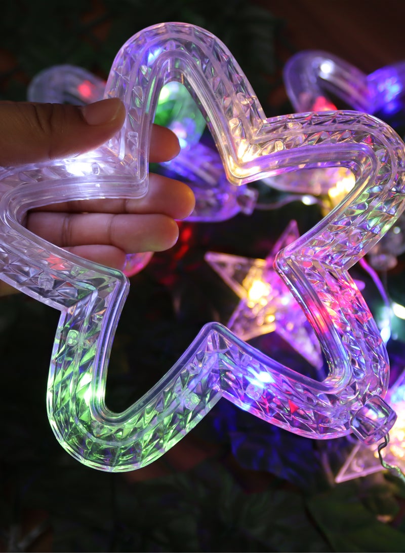 توشيونيكس سلسلة أضواء عيد الميلاد LED على شكل نجمة بطول 4 أمتار مع زينة معلقة مزخرفة - أضواء خرافية احتفالية RGB مع 8 أوضاع، تعمل بالقابس للتعليق على الحائط لتزيين عيد الميلاد الداخلي - Image 3