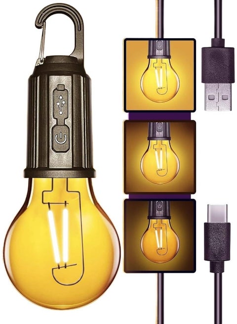 مصابيح تخييم قابلة لإعادة الشحن، فوانيس تخييم LED محمولة، مصباح خيمة مع 3 أوضاع إضاءة وخطاف للطوارئ، المشي، الصيد، الرحلات، انقطاع التيار الكهربائي