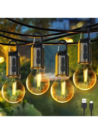 مصابيح تخييم قابلة لإعادة الشحن، فوانيس تخييم LED محمولة، مصباح خيمة مع 3 أوضاع إضاءة وخطاف للطوارئ، المشي، الصيد، الرحلات، انقطاع التيار الكهربائي - view 3