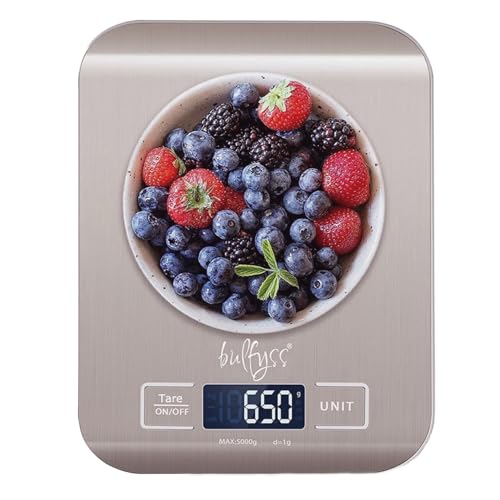 Bulfyss URBANFIX Stainless Steel Digital Kitchen Weighing Scale & Food Weight Machine for Diet, Nutrition, Health, Fitness, Baking & Cooking (5Kgs, Stainless Steel, 2 Years Warranty) - Image 1