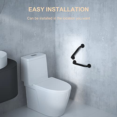 ZUEXT 12 Inch Black Shower Grab Bar w/Anti Slip Rubber Grip, ZUEXT Stainless Steel Bath Grab Bar, Bathroom Balance Bar, Wall Mount Safety Handrail Support, Handicap Injury Elderly Senior Assist Handle - Image 5