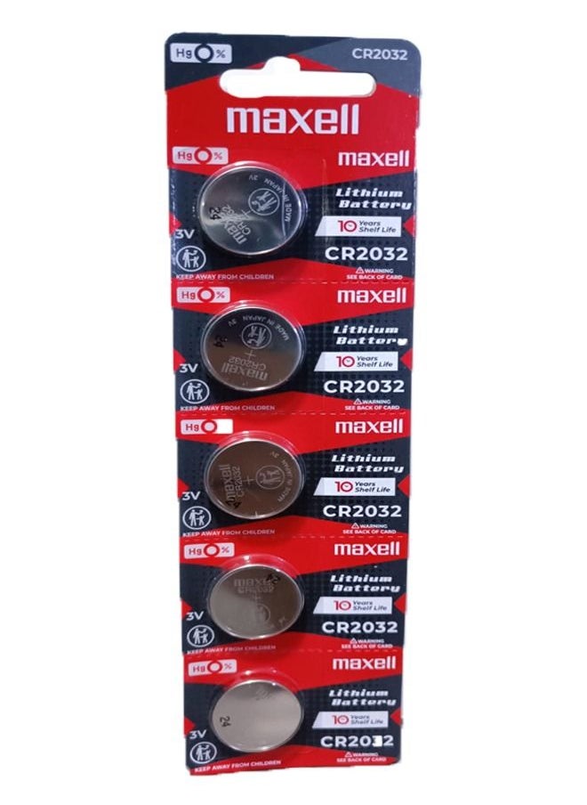 Maxell 5-Piece Lithium Battery CR2032 