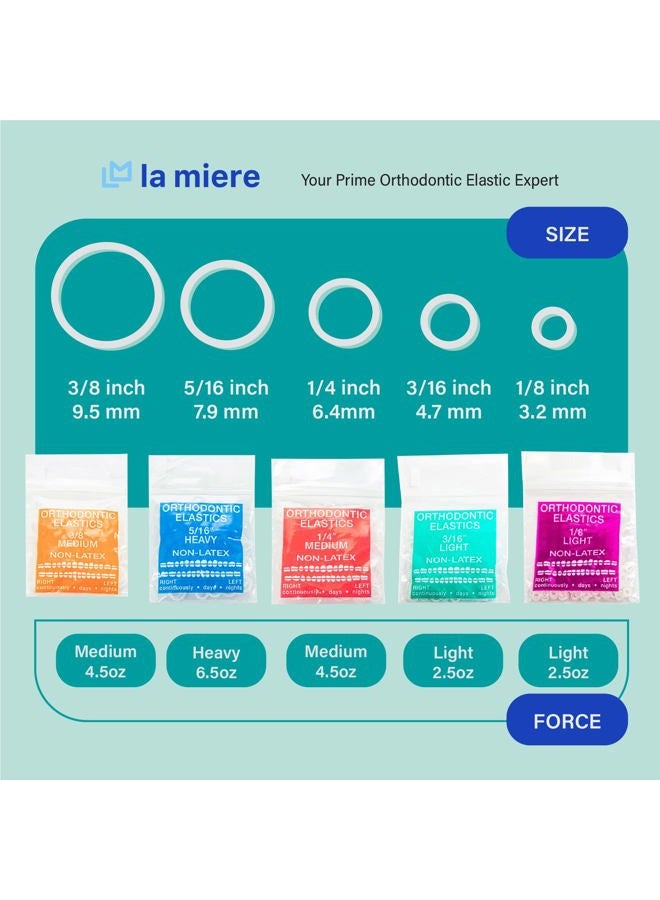 LA MIERE 300 قطعة 3/8 بوصة أربطة مرنة داخل الفم ثقيلة من يوني ميديك أربطة تقويم الأسنان غير مصنوعة من اللاتكس مطاط أسنان مصنوع في الولايات المتحدة الأمريكية (3/8 بوصة 9.5 مم، ثقيلة) - Image 4