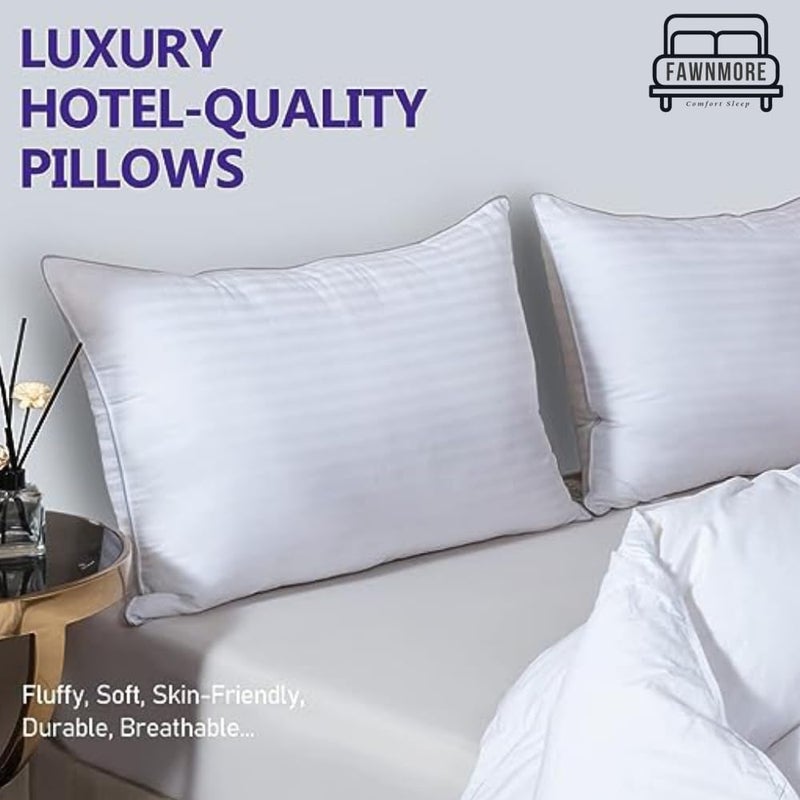 Fawnmore Fawnmore Standard Pillows for Sleeping Set of 2, Hotel Pillows, Gusseted Takiya Pillow (Queen Size, 17inch*27inch, White)  - Image 2