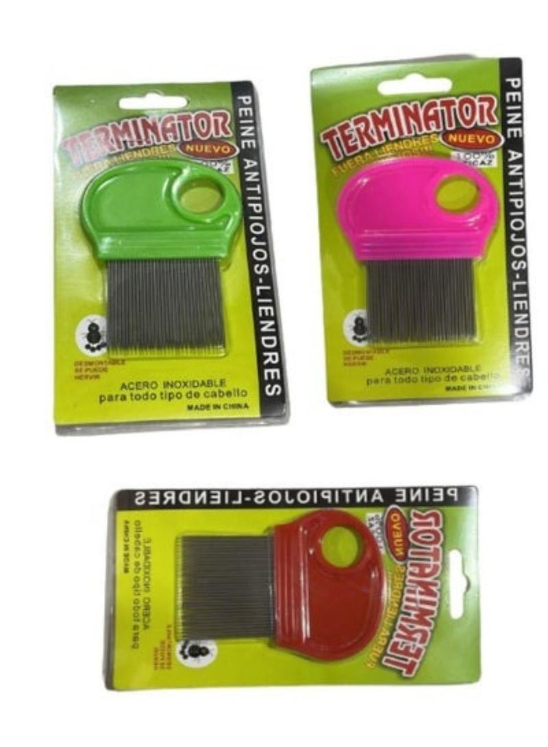 Card lice comb, 3 pieces, multi-coloured 