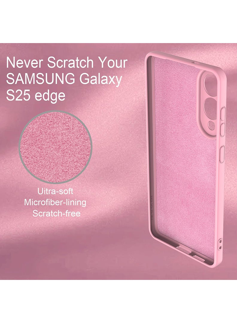 رفع القضية متوافق مع حافظة سامسونج جالاكسي S25 إيدج 6.66 بوصة، سيليكون سائل ناعم وممتاز [بطانة من الألياف الدقيقة المضادة للخدش] غطاء هاتف نحيف واقٍ مقاوم للصدمات لهاتف S25 إيدج 2025، وردي - Image 5