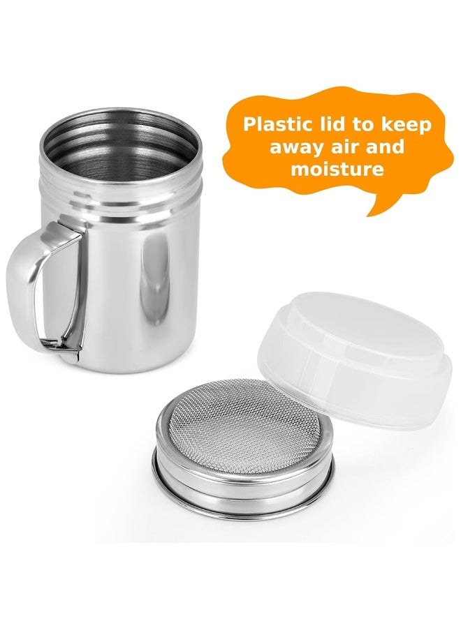 2 Pack Powdered Sugar Shaker Duster - With Handle - Cinnamon Shaker For Coffee Bar - Fine Mesh Dredge - 6 ounce,Style: Fine - Image 4