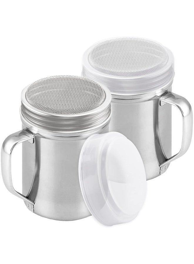 2 Pack Powdered Sugar Shaker Duster - With Handle - Cinnamon Shaker For Coffee Bar - Fine Mesh Dredge - 6 ounce,Style: Fine - Image 1
