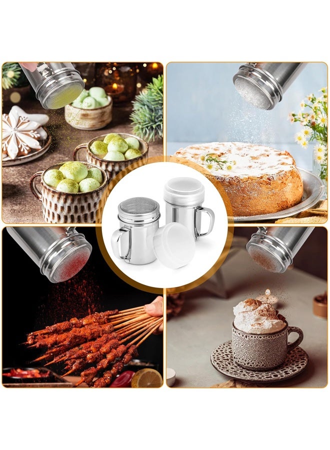 2 Pack Powdered Sugar Shaker Duster - With Handle - Cinnamon Shaker For Coffee Bar - Fine Mesh Dredge - 6 ounce,Style: Fine - Image 5