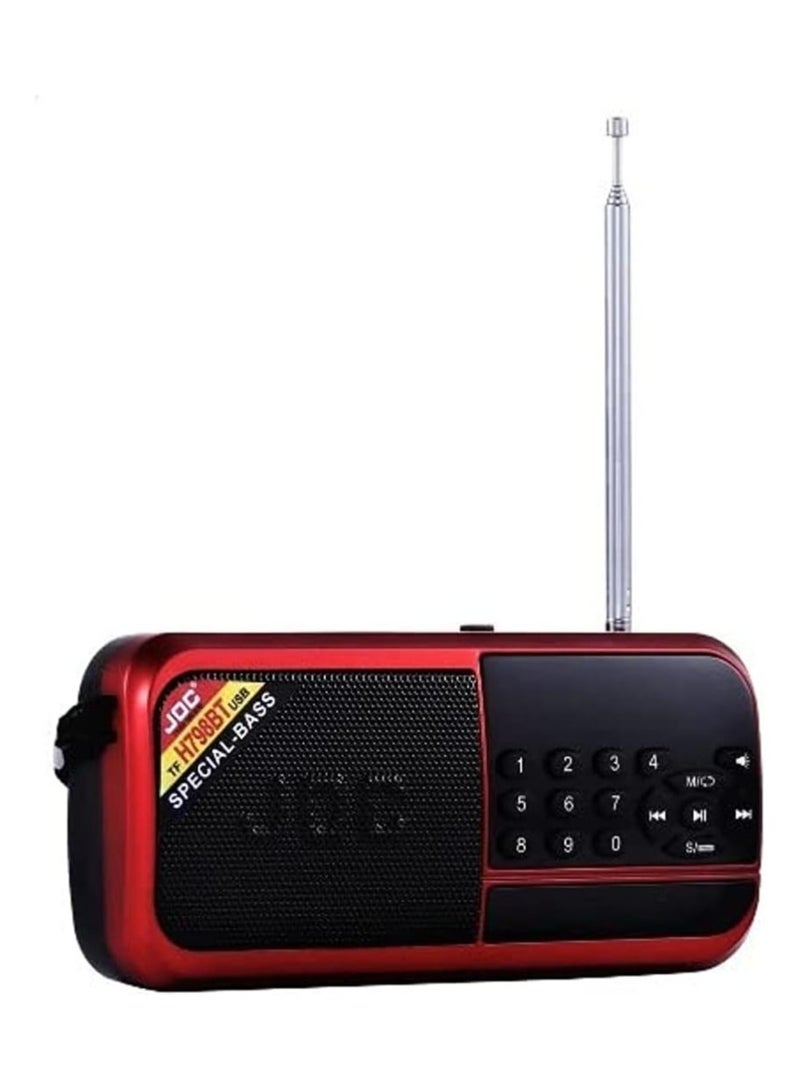 Bluetooth Portable Rechargeable Digital Radio H798BT Black/Red - Image 1
