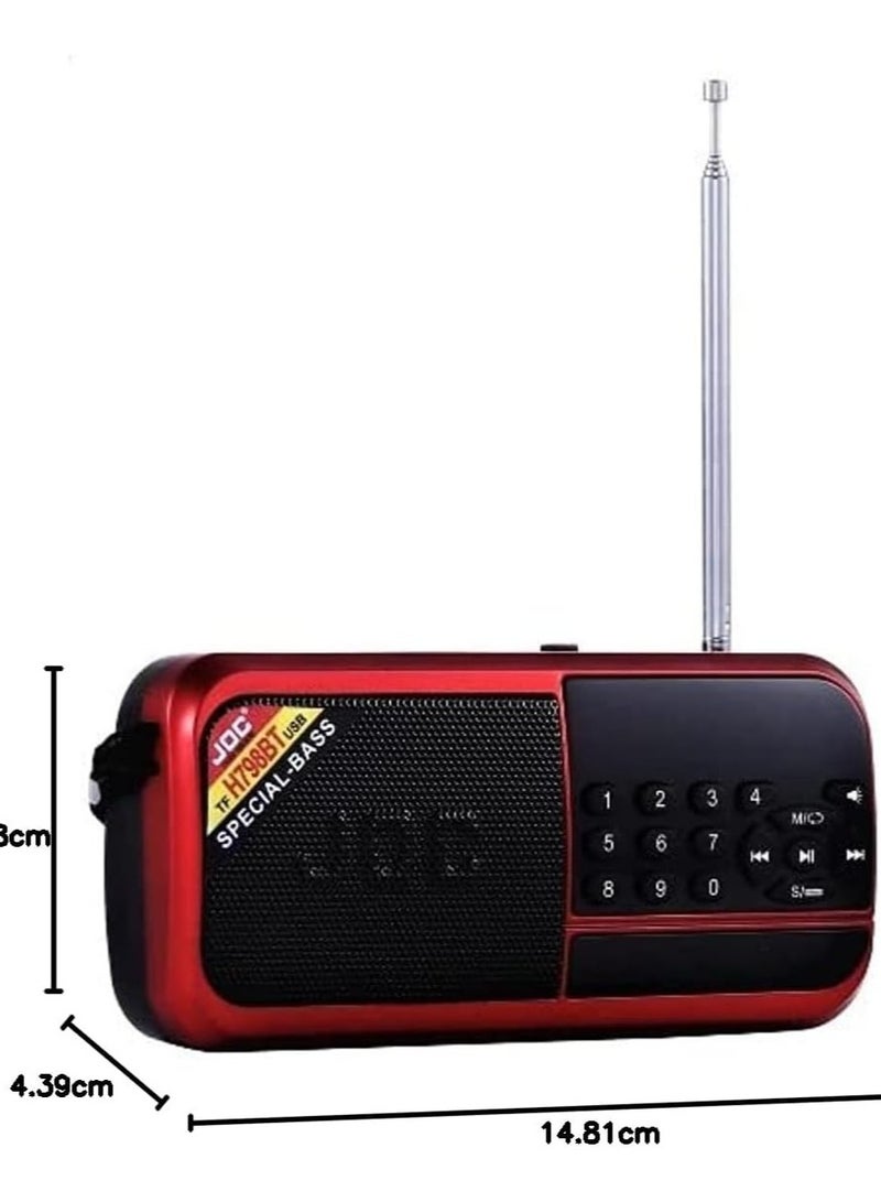 Bluetooth Portable Rechargeable Digital Radio H798BT Black/Red - Image 3