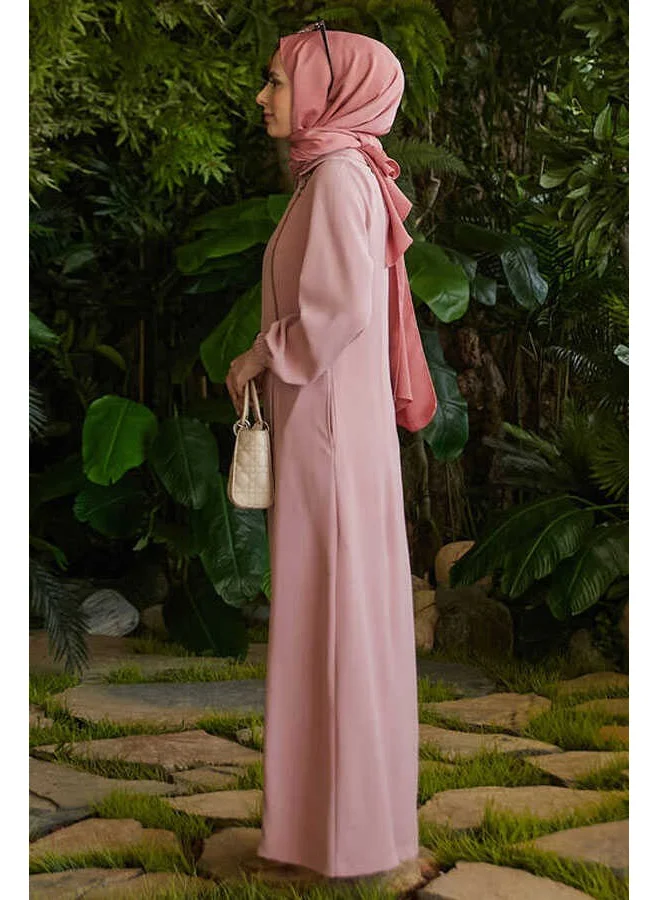 Neways 6541-KREP Side Zipper Abaya Powder