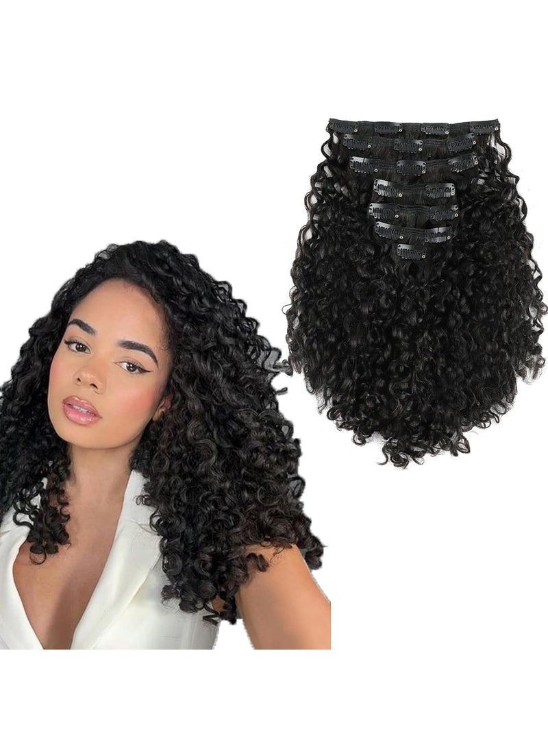ABH AMAZINGBEAUTY HAIR ABH AMAZINGBEAUTY HAIR Curly Clip in Hair Extensions Black Women Spiral Curl Human Hair Clip in Extensions Double Weft Curly Hair Clip in Extensions Natural Black Virgin Hair 7Pcs 120G 14 Inch 