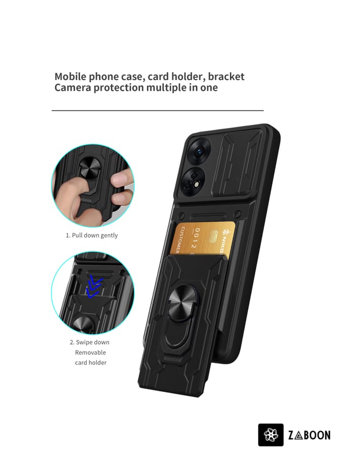 Green Tiger For OPPO Reno8 T 4G Sliding Camshield Card Phone Case(Pearl White) - Image 3