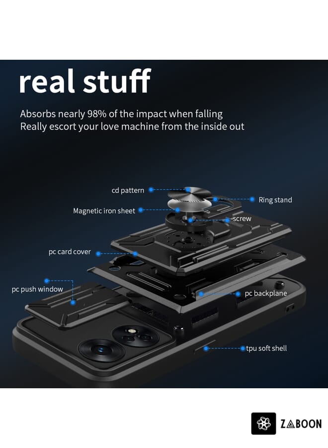 Green Tiger For OPPO Reno8 T 4G Sliding Camshield Card Phone Case(Pearl White) - Image 4