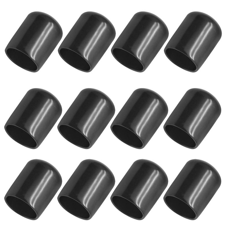 Bonsicoky Bonsicoky 12Pcs Round Rubber End Caps 58 16mm ID Vinyl Flexible Bolt Chair Foot Covers Screw Thread Chair Leg Protectors for Round Tubing Bolt Desk Chair Leg Black 