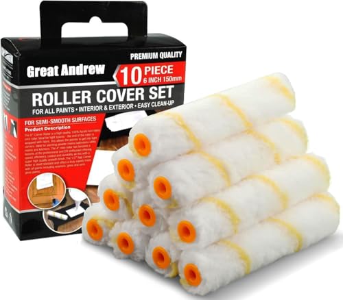 Greatandrew Great Andrew 10 Pack 6 Inch Paint Rollers for All Paints, 1/2" Nap Paint Roller Covers, Paint Roller Set for Painting Walls House, 6" Paint Roller Refills - Image 1