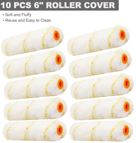 Greatandrew Great Andrew 10 Pack 6 Inch Paint Rollers for All Paints, 1/2" Nap Paint Roller Covers, Paint Roller Set for Painting Walls House, 6" Paint Roller Refills - Image 3