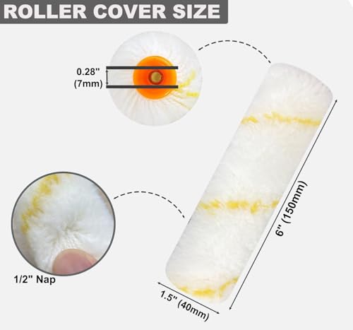 Greatandrew Great Andrew 10 Pack 6 Inch Paint Rollers for All Paints, 1/2" Nap Paint Roller Covers, Paint Roller Set for Painting Walls House, 6" Paint Roller Refills - Image 2