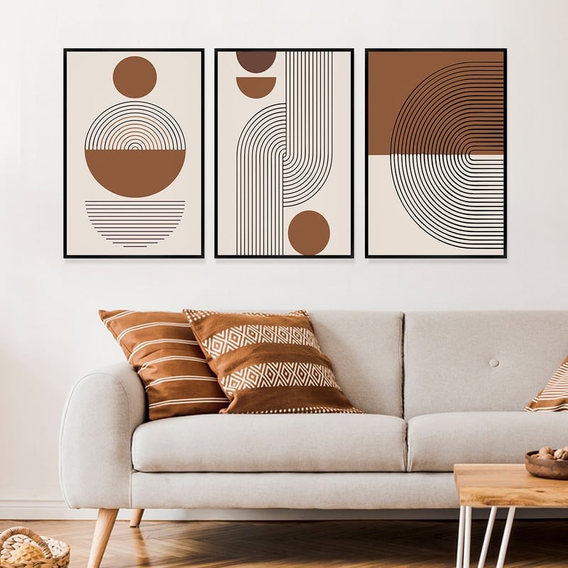 Marktna Three canvas paintings in a bohemian art design with a hollow frame, measuring (150×70), three pieces - Image 2
