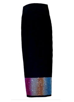 Generic Women black lycra maxi skirt with colored rhinestones  - Image 1