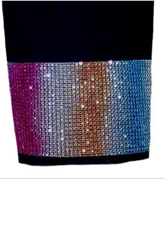 Generic Women black lycra maxi skirt with colored rhinestones  - Image 3