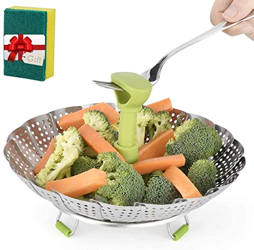 NOBILEA Stainless Steel Steamer Retractable Metallic Stainless Steel Steamer Basket for VegetableInsert for Pots Pans Foldable Multipurpose Fruit Bowl Steamer - Image 2