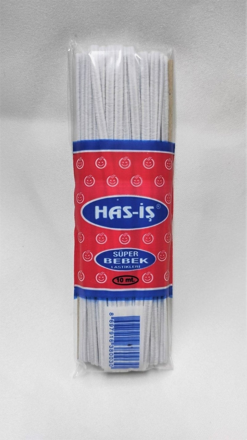 Atmaca Tuhafiye Atmaca Haberdashery Has-Iş White Baby Elastic Soft Elastic 10 Meters Waist Leg Panty Elastic