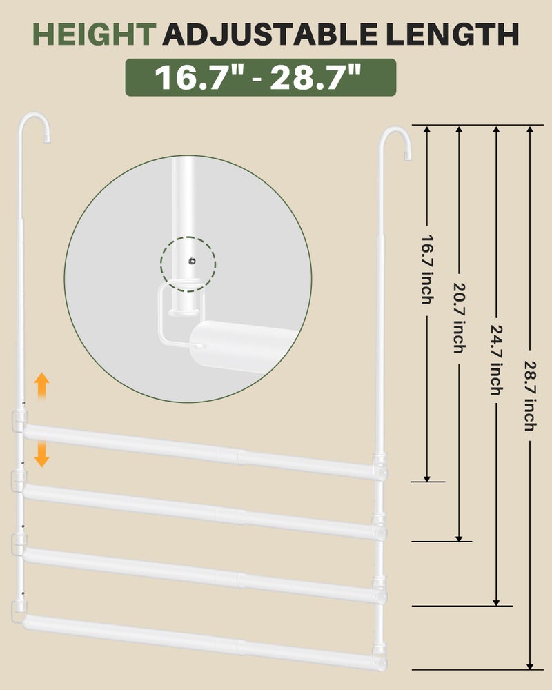 Tiemlet Hanging Closet Rod, Adjustable Height & Width Closet Rods for Hanging Clothes-Closet Extender Hanging Rod Space-Maximizing Design Suitable for Hanging and Drying Clothes, White - Image 3