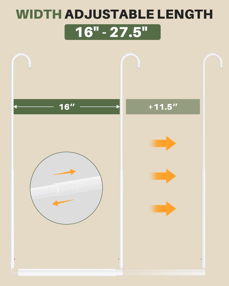 Tiemlet Hanging Closet Rod, Adjustable Height & Width Closet Rods for Hanging Clothes-Closet Extender Hanging Rod Space-Maximizing Design Suitable for Hanging and Drying Clothes, White - Image 4