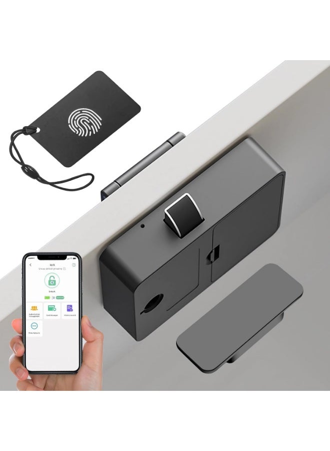 Smart Cabinet Lock, Electric Drawer Locks Keyless Hidden NFC Lock No-Drill Remote Access Wardrobe Lock, Child Safety Electronic Cabinet Locks for Liquor Cabinet Locker Drawer Cupboard Desk - Image 1