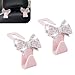 Qurbuns 2 PCS Bling Car Seat Headrest Hooks S Type Crystal Rhinestone Bow Vehicle Seat Back Storage Hooks for Purses Bags Groceries Universal Diamond Car Rear Seat Organizer Pink - Image 2
