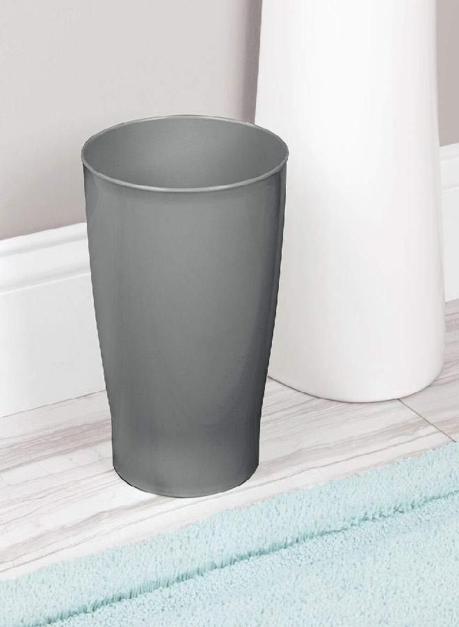 mDesign Round Plastic Bathroom Garbage Can, 1.25 Gallon Wastebasket, Garbage Bin, Trash Can for Bathroom, Bedroom, and Kids Room - Small Trash Can - Fyfe Collection - Charcoal Gray - Image 2