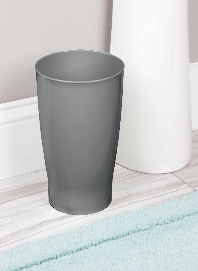 mDesign Round Plastic Bathroom Garbage Can, 1.25 Gallon Wastebasket, Garbage Bin, Trash Can for Bathroom, Bedroom, and Kids Room - Small Trash Can - Fyfe Collection - Charcoal Gray - Image 3